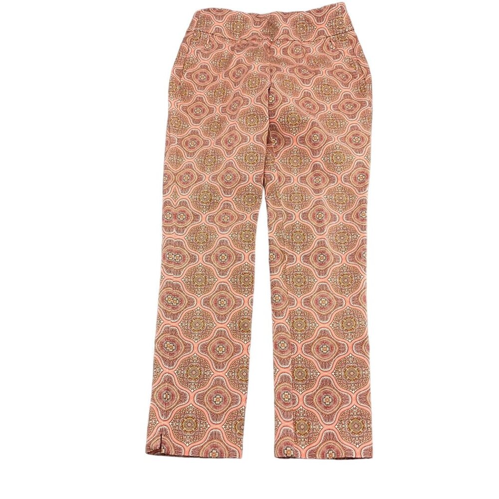 Soft Surroundings Pants Women Small 29Wx29L‎ Coral Brown Medallion Leggings